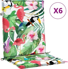 vidaXL Perne pentru scaune cu spătar jos, 6 buc, multicolor, textil