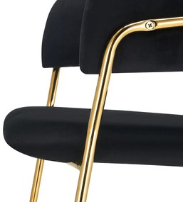 Scaun de sufragerie de design, material Velvet negru gold crom auriu, DASMIN TIP 1