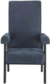 Fotoliu design clasic din piele naturala Milo, albastru 114504 HZ