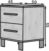 Noptiera cu sertare, 40x55x45 cm, Malen, ADRK Furniture (Culoare: Natural)