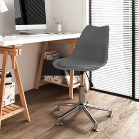 3085345 vidaXL Scaun de bucătărie pivotant, gri, piele ecologică