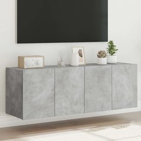 vidaXL Comode TV de perete cu lumini LED 2 buc. gri beton 60x35x41 cm
