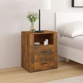 816733 vidaXL Noptieră, stejar fumuriu, 50x36x60 cm, lemn compozit