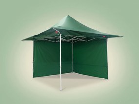 Cort pliabil rapid din oțel, 3 × 3 m, cu acoperiș prelungit, Verde