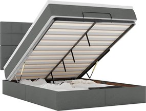 vidaXL Cadru pat otoman cu saltea țesătură gri închis 140x200 cm