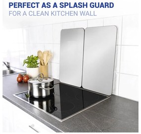 Set 2 protecții din sticlă pentru aragaz Wenko Universal Silver