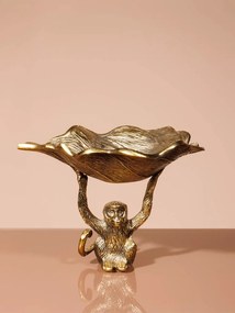 Tava decorativă, aurie, din aluminiu, H30 cm, Monkey