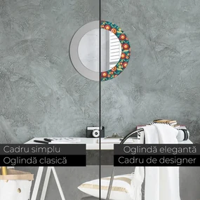 Oglinda rotunda imprimata Fructe și frunze geometrice