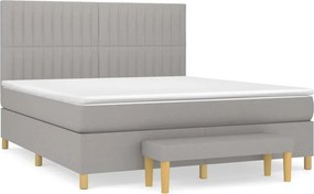 vidaXL Pat continental cu saltea, gri deschis, 160x200 cm, textil