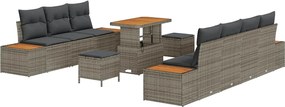 vidaXL Set de canapele pentru grădină cu pernă 10 pcs Gri Rattan poli