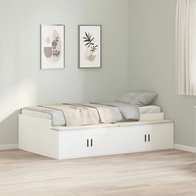 vidaXL Cadru de pat cu depozitare Alb 75 x 190 cm Lemn compozit