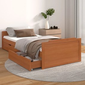 322161 vidaXL Cadru de pat cu sertare, maro miere, 90x200 cm lemn masiv pin