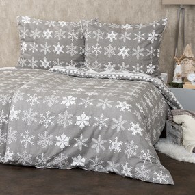 Lenjerie de pat din bumbac flanelCrăciun 4Home Christmas Time, gri, 140 x 200 cm, 70 x 90 cm