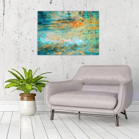 Tablou pe sticlă - Abstract albastru (70x50 cm)