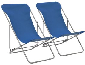 vidaXL Scaune de plajă pliabile 2 buc. albastru oțel &amp; țesătură oxford