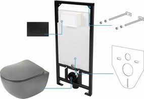 Set WC Deante Peonia incastrat 6 in 1 antracit