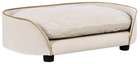 PawHut Canapea pentru câini canapea pentru animale de companie cu pernă detașabilă și husă lavabilă 66 x 43 x 19,5 cm bej | Aosom Romania