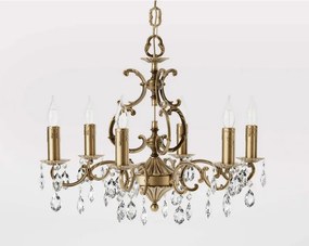 Candelabru 6 brate din alama si cristal Venezia