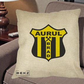 Perna Personalizata Aurul Brad Fotbal, 40x40 cm, Crem, Husa Detasabila, Perna Inclusa, BEKZ®