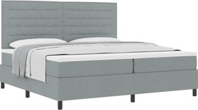 vidaXL Pat cu arcuri cu saltea Gri deschis 200 x 200 cm țesătură