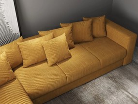 Colțar extensibil dumonde cu ladă de depozitare si sezut confortabil din spuma high-density, Gloria Zoom Mustar 320x183 cm