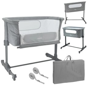 RESIGILAT Patut co-sleeper atasabil la pat Nania Dodi Gri, pozitie antireflux, include geanta transport, certificat EN1130