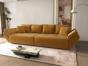 Canapea extensibilă dumonde cu ladă de depozitare si sezut confortabil din spuma high-density, Berlin Ambience Mustar 300x100 cm