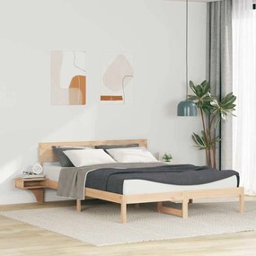 vidaXL Cadru de pat cu mese laterale cu headboard Maro 160 x 200 cm