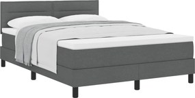 vidaXL Pat cu arcuri cu saltea Gri închis 140 x 190 cm țesătură