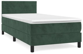 3141338 vidaXL Pat box spring cu saltea, verde închis, 90x190 cm, catifea