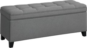 HOMCOM Bancă de depozitare 112 L, banchetă la picioarul patului din material tip in, șezut capitonat, 120 x 40 x 48 cm, gri închis | Aosom Romania