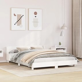vidaXL Cadru de pat fără saltea, alb, 140x190 cm, lemn masiv de pin