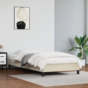 346876 vidaXL Cadru de pat, crem, 90x190 cm, piele ecologică