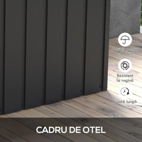 Outsunny Cutie de Depozitare pentru Exterior 450L cu Roți, Organizator din Oțel, Maro | Aosom Romania