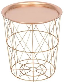 MASA ROTUNDA CU COS DEPOZITARE, METALICA, AURIU ROZ, 30.5 40X45 CM, LOFT, SPRINGOS