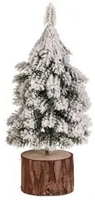 Decorațiune de Crăciun Brad pe butuc, 19 cm,acoperit cu zăpadă, SET DE 2 BUCĂȚI