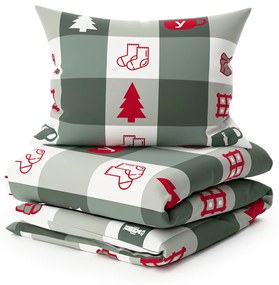 Lenjerie de pat din bumbac CHRISTMAS SOCKS verde Dimensiune lenjerie de pat: 70 x 90 cm | 140 x 200 cm