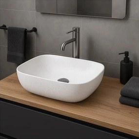 Lavoar pe blat Rea Belinda dreptunghiular 46.5 cm alb-piatra mat