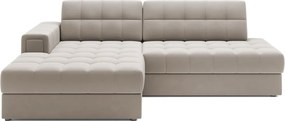 Colțar bej extensibil cu tapițerie din catifea (cu colț pe partea stângă/cu șezlong) Blezalt – ELTAP
