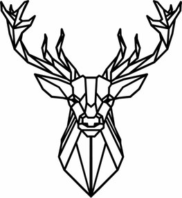 Decoratiune perete DEER4, negru, metal, 60x65 cm