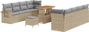 vidaXL Set de canapele pentru grădină cu pernă 11 pcs Bej Rattan poli