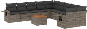 vidaXL Set canapele de grădină cu perne, 11 piese, gri, poliratan