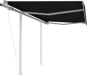 vidaXL Copertină retractabilă automat cu stâlpi, antracit, 3x2,5 m