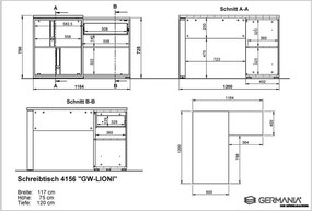 Birou cu aspect de stejar 120x117 cm Lioni - Germania