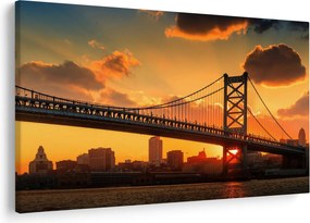 Tablou - Apus de soare peste Podul Ben Franklin, Philadelphia (90x60 cm)
