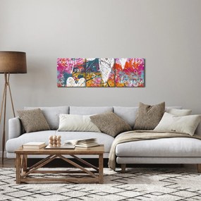 Tablou - Inima pe un fundal abstract (cu ceas) (90x30 cm)