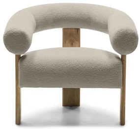 Fotoliu design bej KOKEI, stejar