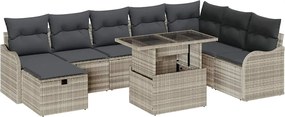 vidaXL Set de canapele pentru grădină 9 pcs Gri deschis Rattan poli