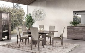 Set lemn masiv masă și scaune Viola - 8 scaune, 180 × 103 × 75 cm + 2 extensii (45 + 45 cm)