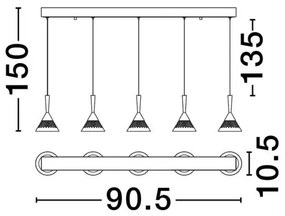 Lustra cu 5 pendule LED design modern PALUZ